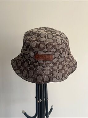 Coach Monogram Bucket Hat in Brown and Tan